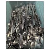 LARGE LOT STAINLESS AND SILVERPLATE FLATWARE