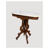 WALNUT VICTORIAN MARBLE TOP TABLE