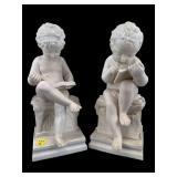 PR OF PARIAN SITTING CHERUB SCULPTURES