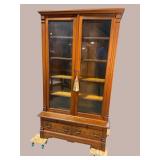 WALNUT VICTORIAN 2 DOOR TALL BOOKCASE