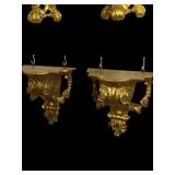 2 ORNATE GOLD WOODEN WALL SHELVES