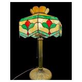 ANTIQUE TIFFANY STYLE LEADED GLASS TABLE LAMP