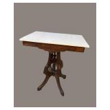 MARBLE TOP VICTORIAN WALNUT TABLE
