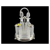 6 PC GERMAN METAL AND CRYSTAL CASTER SET