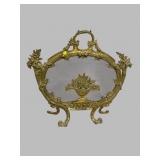 FRENCH CAST BRASS ORNATE FIRE SCREEN