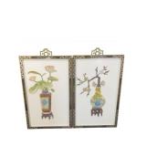2 ORIENTAL APPLIED MOTHER OF PEARL PLAQUES