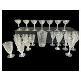LARGE LOT OF ELEGANT DEPRESSION STEMWARE, VASE