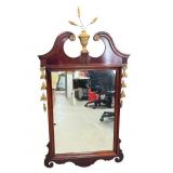 MAHOGANY CHIPPENDALE MIRROR WITH BELL FLOWERS