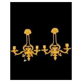 2 ORNATE METAL CANDLE LIGHT SCONCES