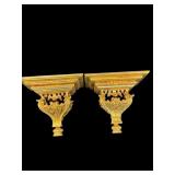 2 MONUMENTAL ORNATE GOLD WALL SHELVES