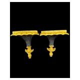 PR OF SMALL ORNATE GOLD WALL SHELVES