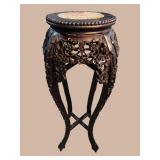 ANTIQUE CHINESE MARBLE TOP TALL TABORET