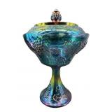 INDIANA GLASS BLUE CARNIVAL GRAPE AND LEAF