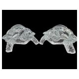 PAIR OF ART GLASS CRYSTAL TURTLE FIGURES