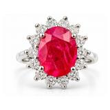 14K ROSE/WHITE GOLD RUBY AND DIAMOND RING