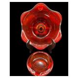 2 PC LOT AMBERINA ART GLASS CANDLEHOLDER