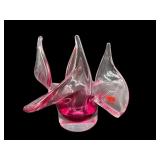 LARGE MURANO STYLE MAGENTA FREE FORM ART GLASS