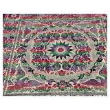79x82 IN MULTI-COLOR ANTIQUE HANDMADE COVERLET