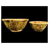 2 PC LOT ANTIQUE ROCKINGHAM TORTOISE SPONGEWARE