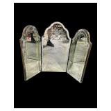 TABLETOP ETCHED TRI-FOLDING MIRROR