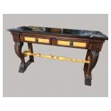 AS IS MARBLE TOP CARVED CONSOLE TABLE