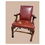 HIGH QUALITY LEATHER OAK CHIPPENDALE CHAIR
