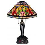 LARGE TIFFANY STYLE LEADED GLASS LAMP