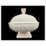 1950S JEANNETTE SHELL PINK MILK GLASS PEDESTAL