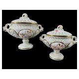 2 CAPODIMONTE ORNATE GOLD FIGURAL TUREENS