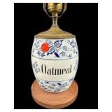 BLUE AND WHITE TOBACCO JAR TABLE LAMP