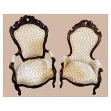 2 WALNUT VICTORIAN HEAVY CARVED CHAIRS