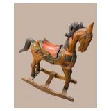 LARGE WOODEN CARVED ROCKING HORSE