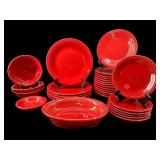29 PCS OF  RED CLASSIC RIMMED FIESTA CHINA