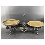 ANTIQUE CAST IRON AND BRASS BALANCE SCALE
