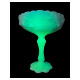 FENTON URANIUM SATIN CUSTARD CABBAGE ROSE