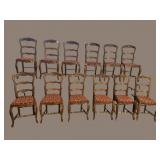 12 OAK COUNTRY FRENCH NEEDLEPOINT CHAIRS