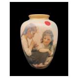 PORCELAIN TWO GIRLS GOLD PAINTED VASE