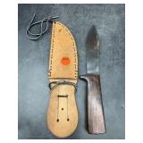 ANTIQUE WOODEN FIXED BLADE KNIFE