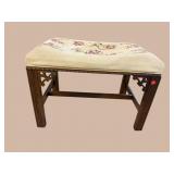SOLID MAHOGANY CHIPPENDALE NEEDLEPOINT STOOL