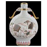 LARGE ORIENTAL 2 HANDLE HAND PAINTED PORCELAIN