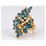 14K YELLOW GOLD SAPPHIRE & DIAMOND RING