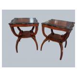 2 MAHOGANY LEATHER TOP END TABLES