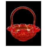 FENTON AMBERINA THUMBPRINT BASKET