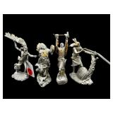LOT OF 4 JIM PONTER PEWTER INDIAN FIGURES