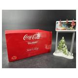 COCA COLA CERAMIC AND METAL SNOW VILLAGE BILLBOARD