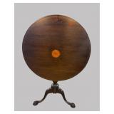 19TH CENT. INLAID MAHOGANY TILT TOP TABLE