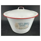 VINTAGE ENAMELWARE POT WITH LID