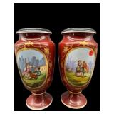 2 LIMOGE STYLE PAINT DECORATED VASES