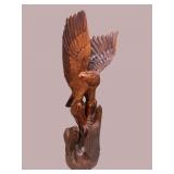 MONUMENTAL ALL HAND CARVED 3 EAGLE 6.5 FT.