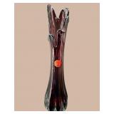 VINTAGE AMETHYST FIVE FINGER SWUNG VASE